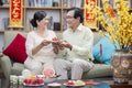 Vietnamese family celebrate lunar new year Royalty Free Stock Photo